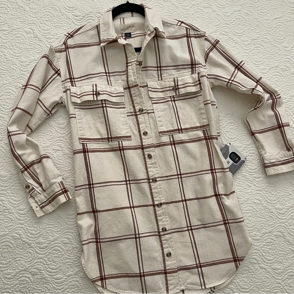 Universal Thread Long Sleeve Button Down Shirt Dress XS | Plaid Flannel - Picture 6 of 16